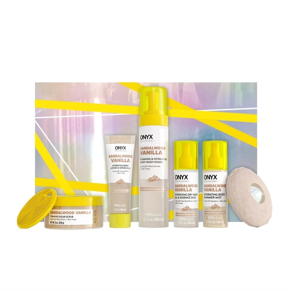 NEW ONYX Professional Body‎ Faves Gift Set, Sandalwood Vanilla 7 Piece Box Set